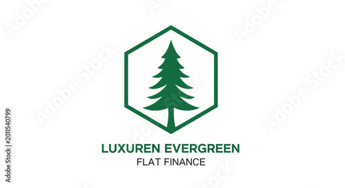Luxuren Evergreen Flat Finance Logo Design.