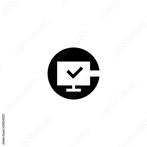 Free Download Computer screen with check mark symbol inside circle. - GFXLoad