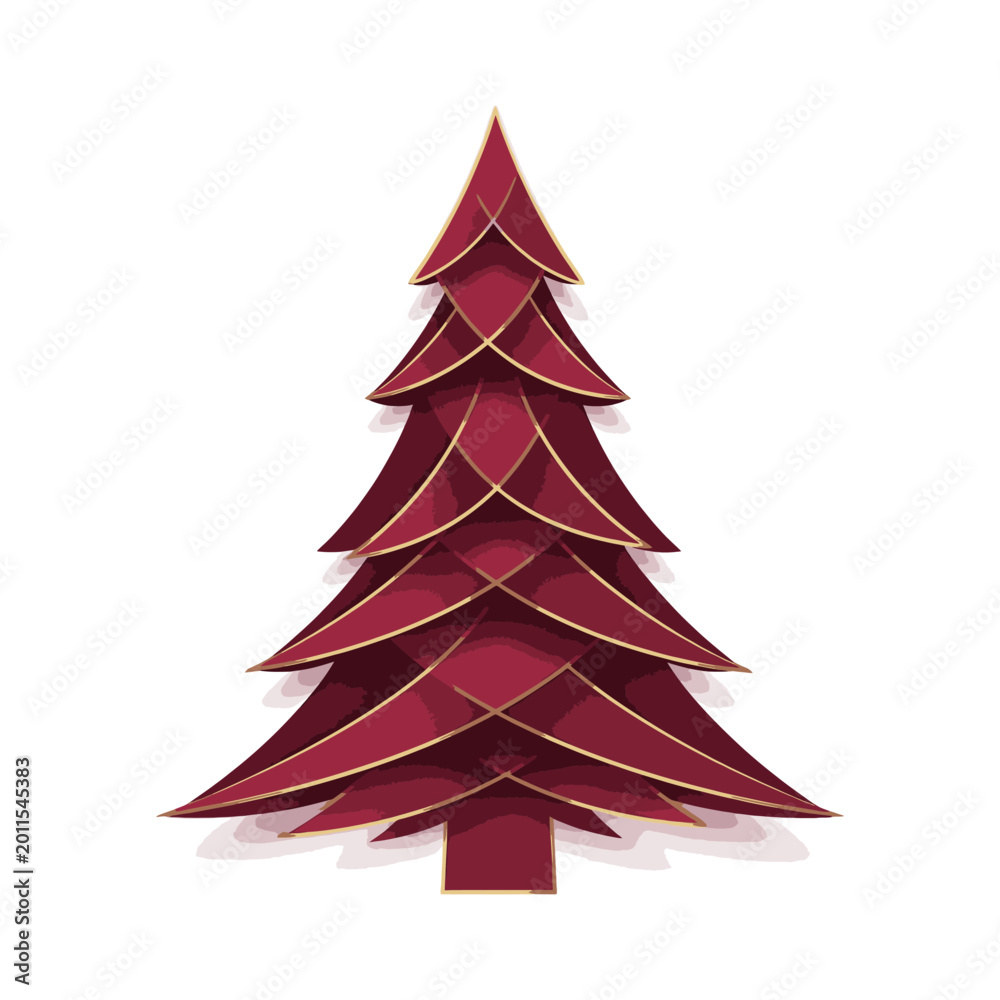 Obraz premium Festive Layered Christmas Tree Illustration Design for Holiday Greeting Cards Seasonal Decoration Art Vector Graphic Download