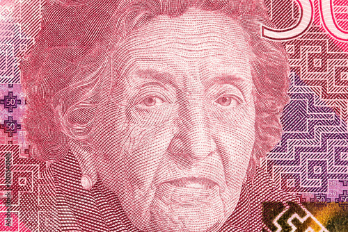 Maria Rostworowski a closeup portrait from Peruvian money