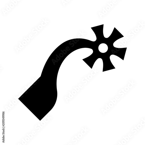 Horse spur icon. Sports and equestrian gear filled symbol. Black and white.