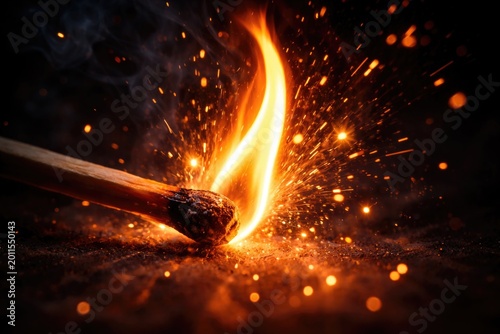 Match flame emitting vivid ...