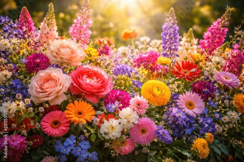 Sunlit radiant floral displ...