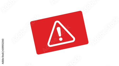 Free Download A vibrant red rectangular hazard sign containing a prominent white triangular warning icon with an exclamation mark sits centered against a clean white background. - GFXLoad