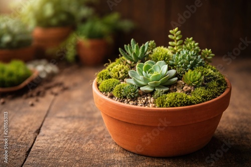 Succulent and moss terrariu...
