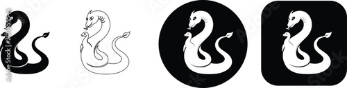 Fotografi Mythical serpent or dragon in multiple styles and formats fantasy creature silho