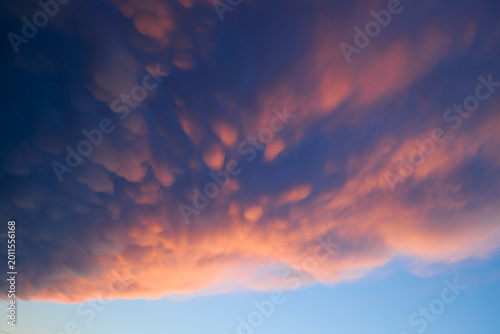 Rare landscape seen in Romania with Mammatus clouds in the sky.