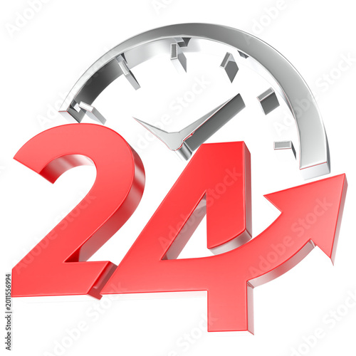 Schilderij op canvas 3D red 24 with silver clock