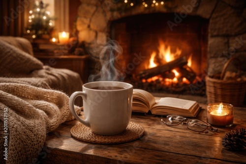 Peaceful warm fireplace cor...