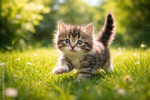 Playful kitten exploring a ...