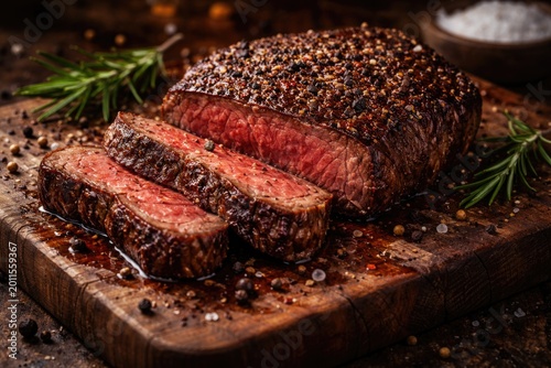 Tender medium rare beef ste...