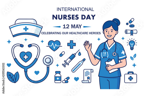 Smiling Female Nurse Character Celebrating International Nurses Day