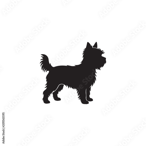 Black silhouette of a Yorkshire Terrier standing on a white background yorkshire terrier silhouette