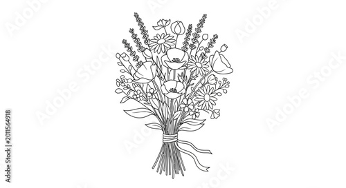 Bild auf Leinwand Bouquet of flowers tied together.