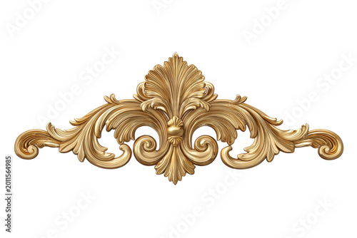 Ornate golden baroque decorative element with swirling acanthus leaves image
