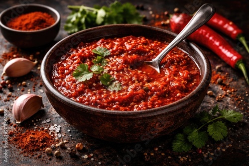 Vibrant spicy chili adjika ...