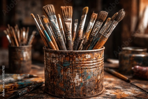 Multiple artist paintbrushe...