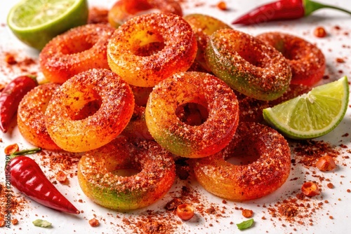 Fresh gummy fruit rings fla...