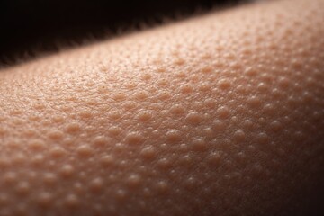 Macro photo highlighting raised goose bumps on skin surface