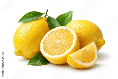 Whole and cut lemon fruit i...