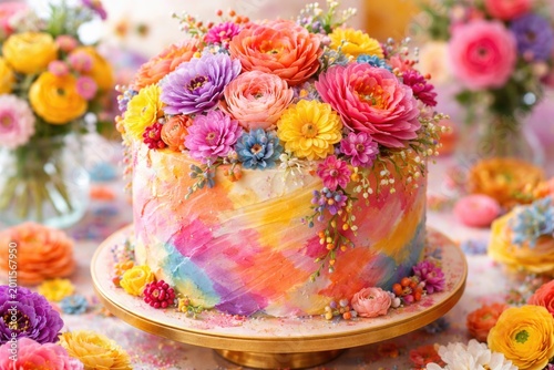 Vibrant flower decorated pa...