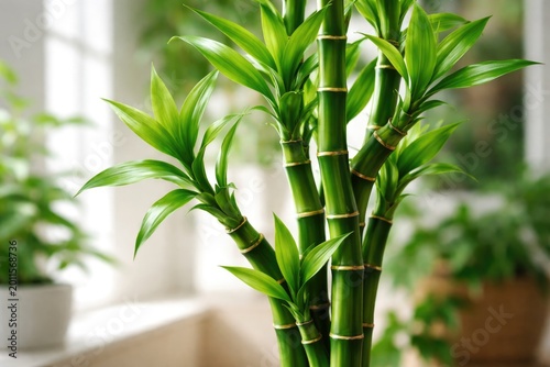 Vibrant green lucky bamboo ...