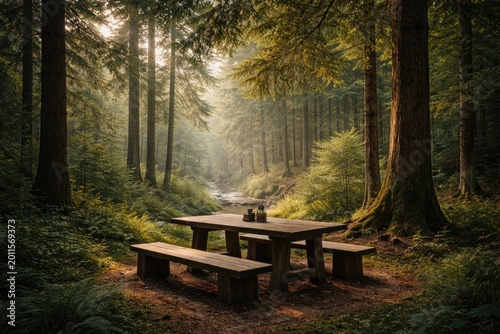 calm forest area with isola...