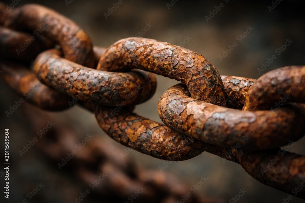 Fototapeta premium Aged oxidized chain segments linked continuously