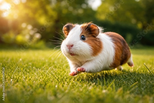 Playful guinea pig running ...