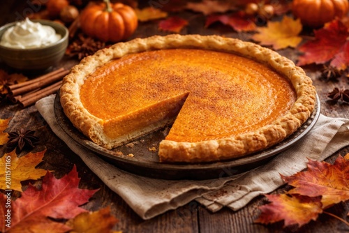 Traditional pumpkin pie wit...