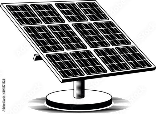 Cuadro en lienzo 3D illustration of solar panel on reflective base for renewable energy and susta