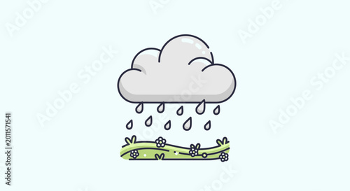 Quadro su tela Raindrops Falling From Cloudy Sky.