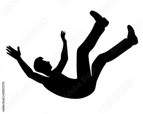 Tableau sur toile silhouette of a man slipping and falling, icon isolated on white background