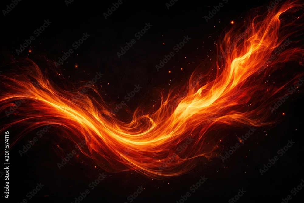Fototapeta premium artistic dark backdrop featuring an orange and red glowing flame wave texture for design use