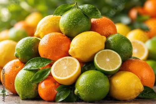 Vibrant citrus fruit stack ...