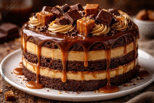 Sweet caramel cake accompan...