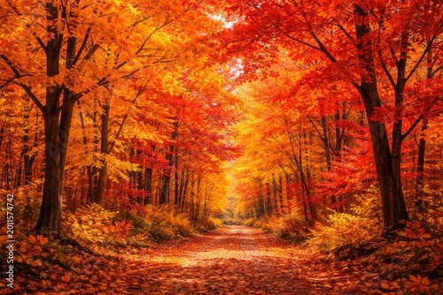Bright fall trees with vari...