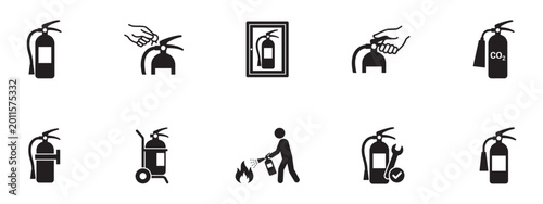 Tableau sur toile Fire Extinguisher Safety Icons
