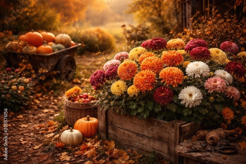 Rustic autumn scene featuri...