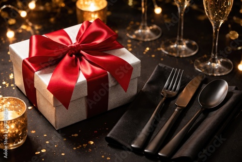 Scarlet bow tied gift box p...