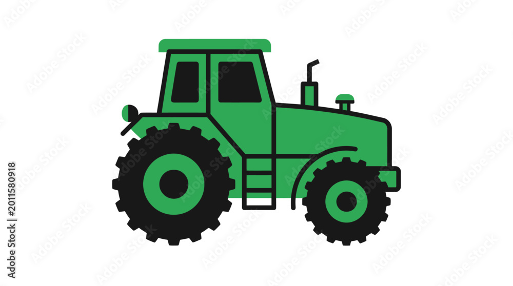 Obraz premium Green Tractor Icon Representing Agriculture and Farming