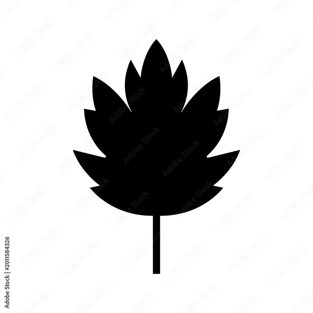 Obraz premium Grape leaf icon. Nature and vineyard filled symbol. Black and white.