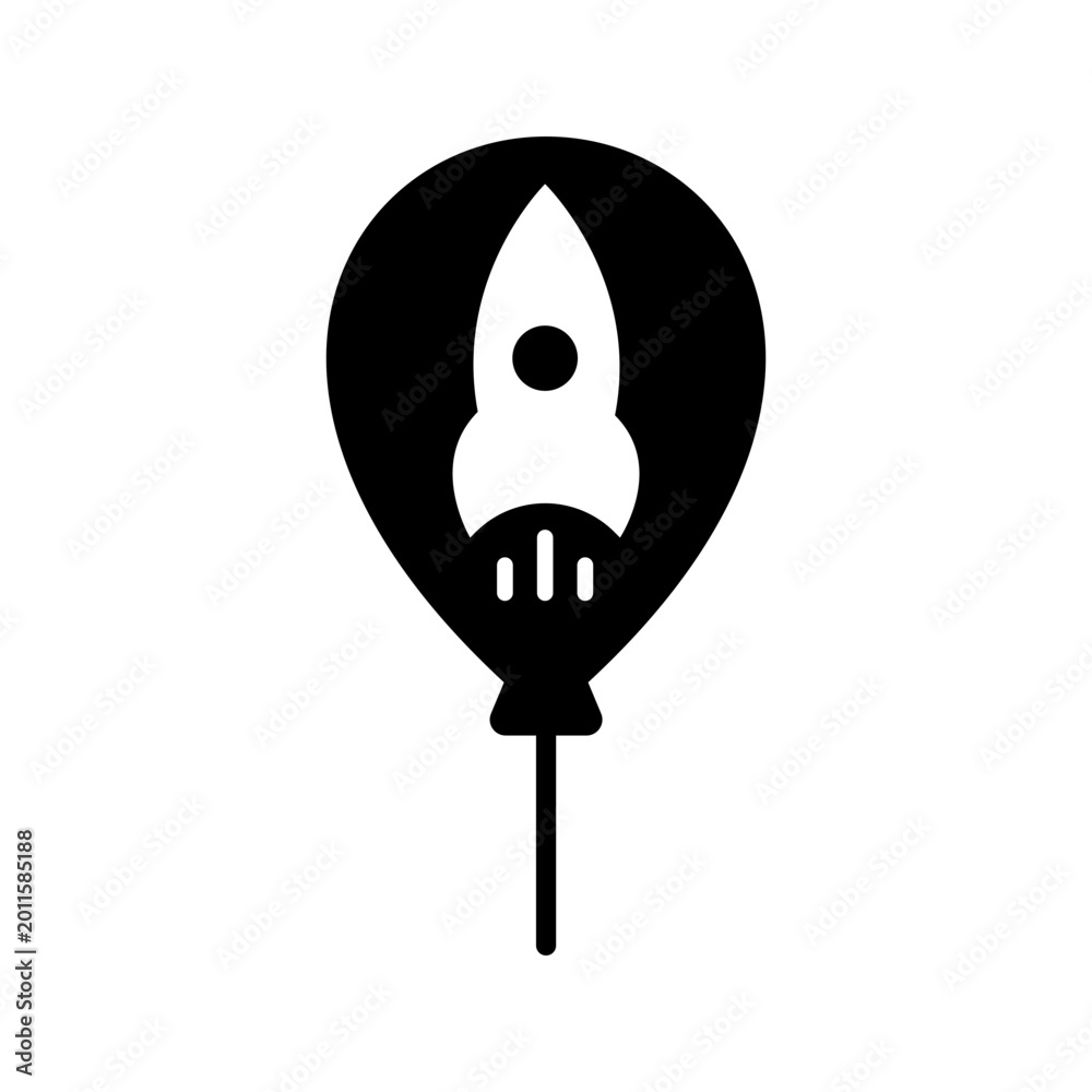 Obraz premium Space celebration icon. Events and launch event filled symbol. Black and white.