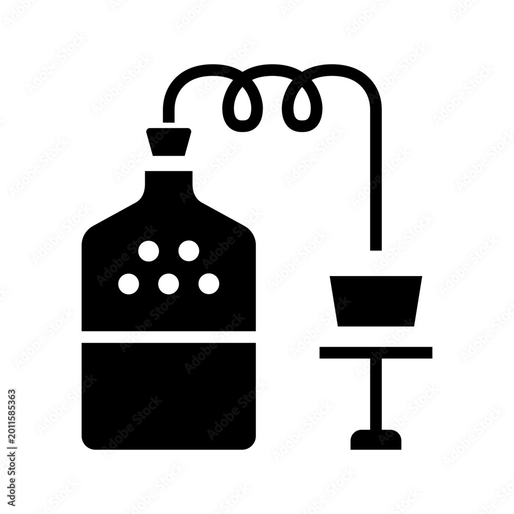 Obraz premium Wine analysis icon. Science and oenology filled symbol. Black and white.