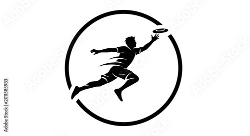 Tableau sur toile Man Playing Ultimate Frisbee in Circle.