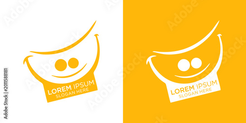 Bild auf Leinwand banana logo design with smileing face and  text, Eye-catching logo designs with