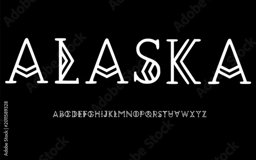Obraz na płótnie Alaska Tribal Elegant Font Alphabet – Decorative Geometric Display Typeface with