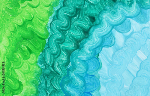 Blue and Turquoise Gouache Texture — Abstract Sea and Waves Background