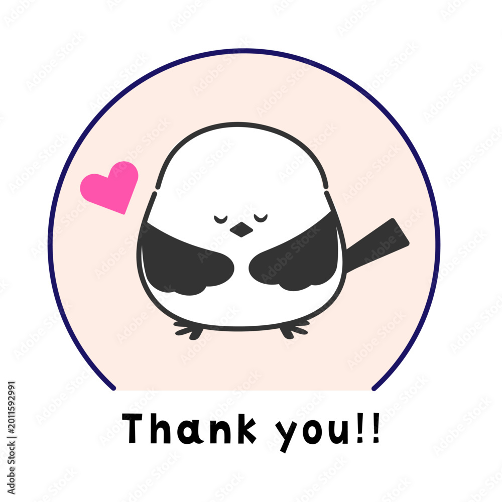 Obraz premium Cute shima enaga bird thank you package sticker icon