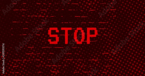 Stop text - Red Effect Glitch	